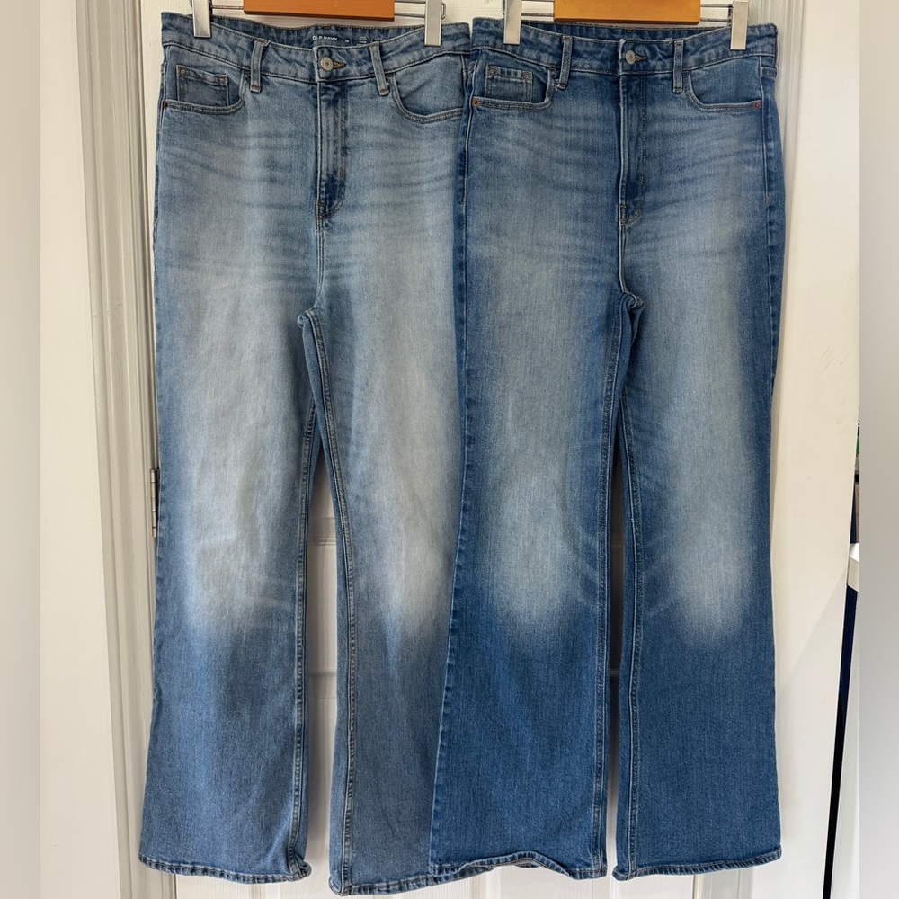 2 pairs (size 8 & 10) Old Navy High Rise Flare Jeans